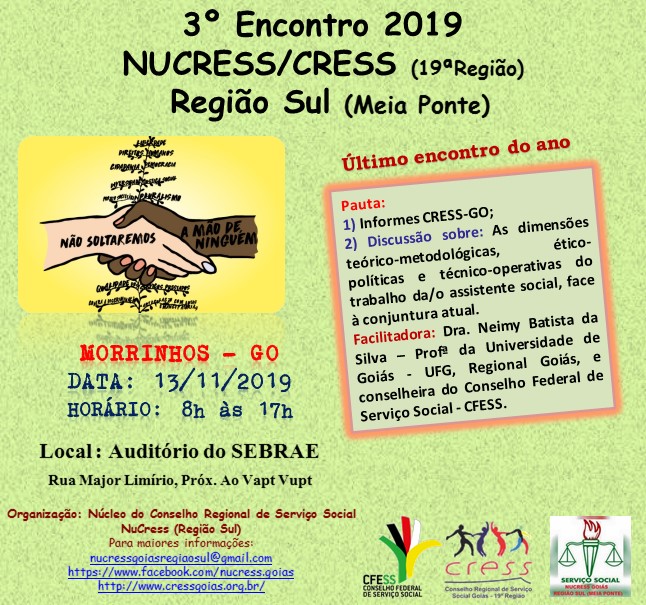 arte convite 7 11 2019 3º Encontro Nucress Sul Morrinhos