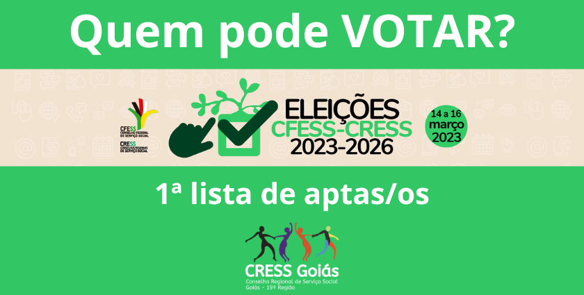 Eleições CFESS-CRESS: veja a primeira lista das e dos assistentes sociais  aptas/os a votar